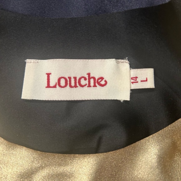 Beyond Vintage Navy Blue/Gold Embroidery Blazer & Free Gold Cami Size Large - Picture 9 of 10